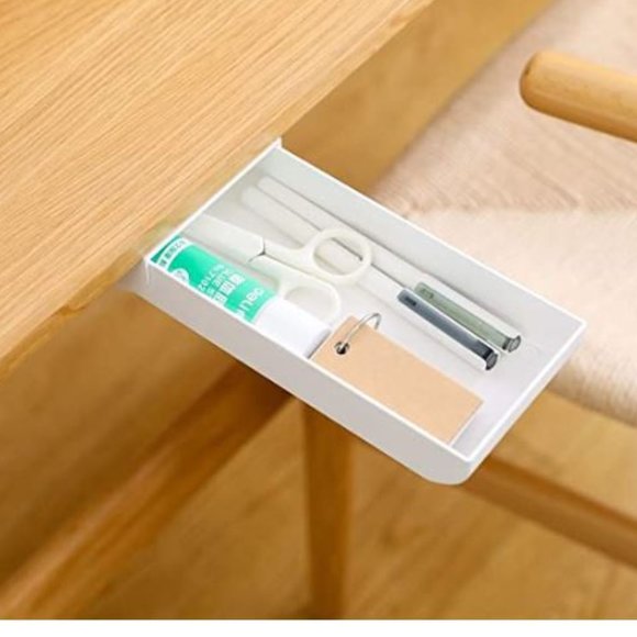 White Desk Drawer 2 pack - Self Adhesive Pencil Tray - Accessory Organiz… - Picture 7 of 7